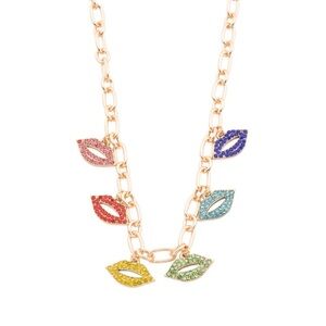 Betsey Johnson Colorful Lip Charm Necklace